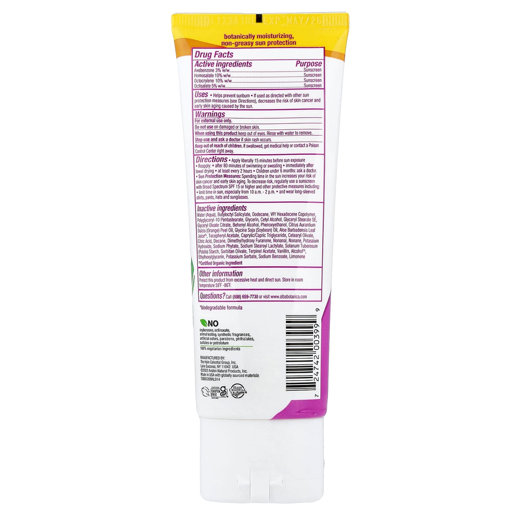 Alba Botanica, детский солнцезащитный лосьон, SPF 50, тропические фрукты, 89 мл (3 жидк. унции)