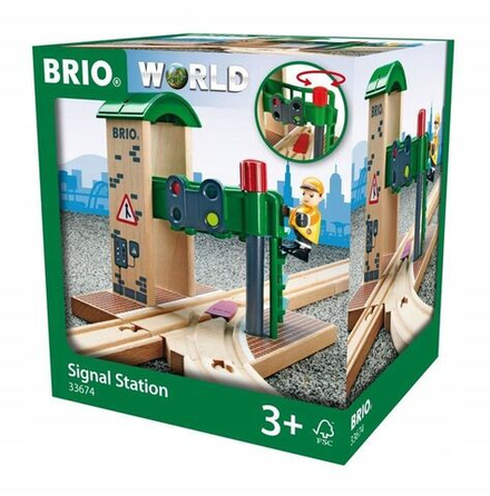 Деревянная железная дорога Brio World - Сигнальная станция со стрелкой и светофором - Брио 33674