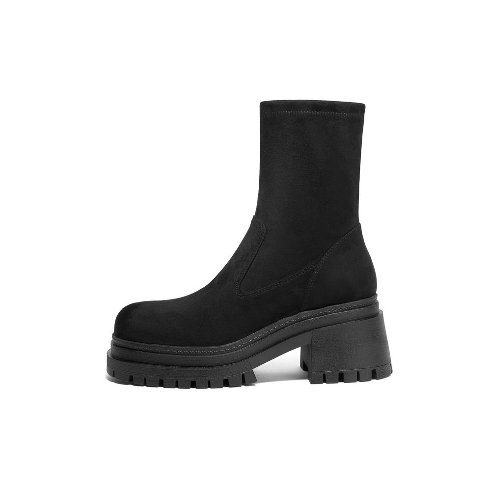 BELLE Fabric Ankle Boots 6cm Women"s Black, Gray Coffee