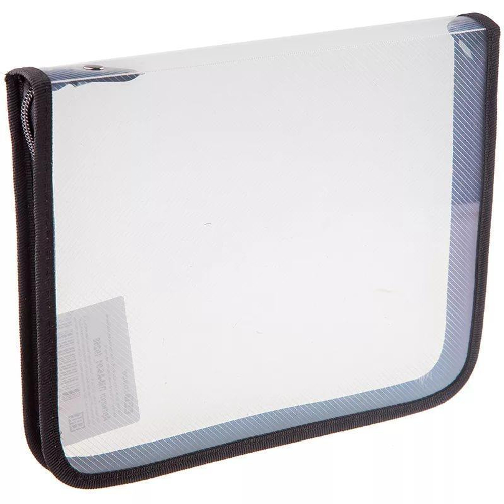 Папка для тетрадей А5, молния вокруг б/цв. "Черная" (Пчелка)