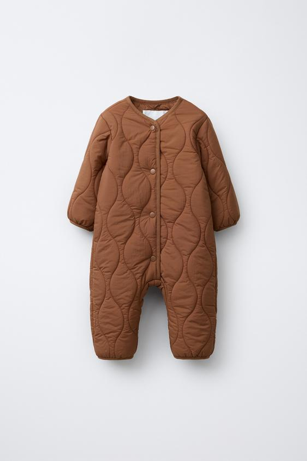 ZARA ДЛИННЫЙ СТЕГАНЫЙ КОМБИНЕЗОН, ЧЕРЕПИЧНЫЙ