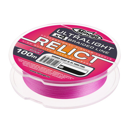 RELICT ULTRALIGHT PINK X4, 100 m, (#0,2) 0,074 mm., test 1,0 kg.,(2 lb)