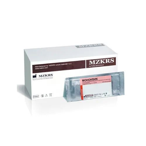 Моноквик - монофиламентная нить 6/0 75 см (25 шт/уп)(фиолетовая), игла колющая 13 мм 3/8 (25 шт/уп)