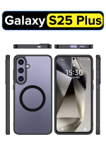 Чехол с Магсейф для Samsung Galaxy S25+ прозрачный матовый с черным бортом WLONS