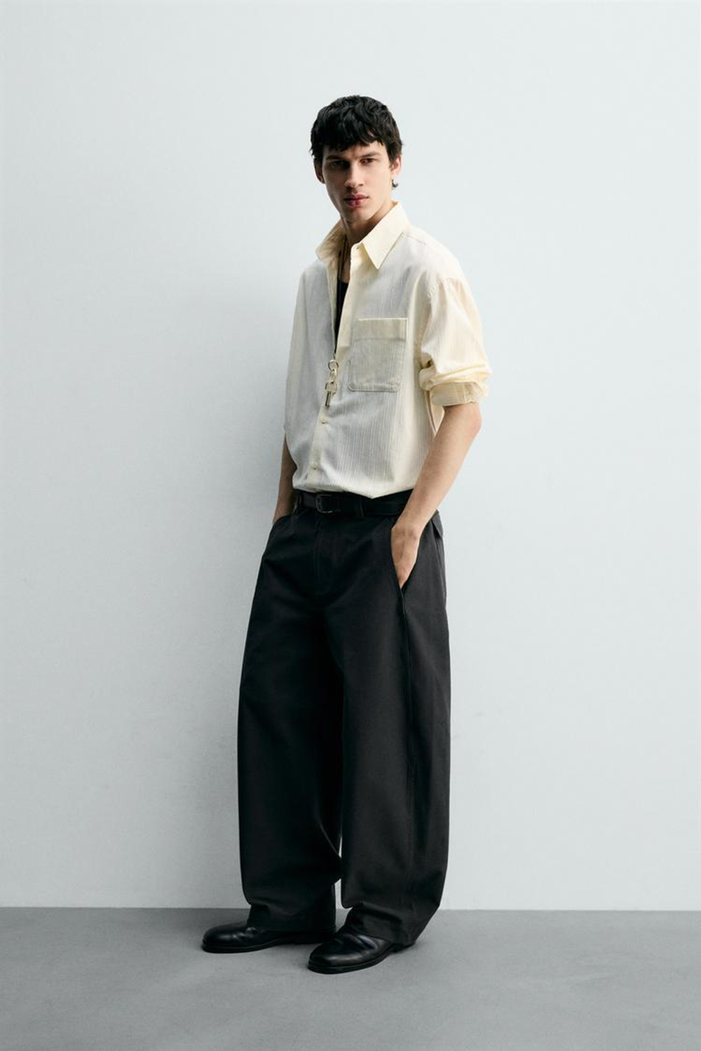 ZARА РУБАШКА В ПОЛОСКУ, ЭКРЮ