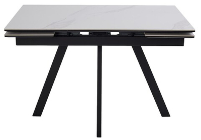 Стол НЕО-2 120 MATTE БЕЛЫЙ МРАМОР, керамика / Черный каркас, М-City