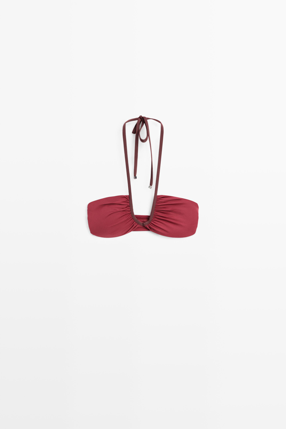 Massimo Dutti Топ бикини с контрастными сборками, розовый