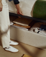 Основание кровати Nelzi с боковым открыванием из шенилла цвета экрю для матраса 90 x 200 см