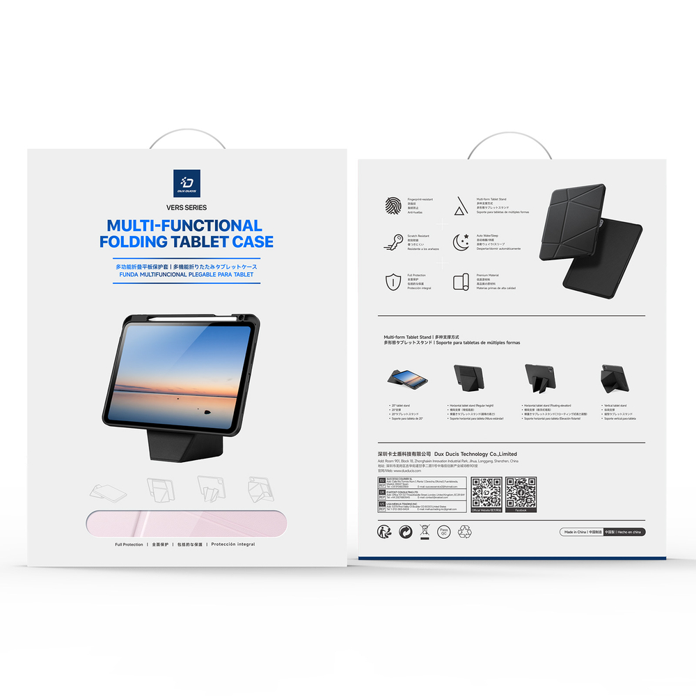 Складной чехол книжка розового цвета для Samsung Galaxy Tab S11, серия Vers Series от Dux Ducis