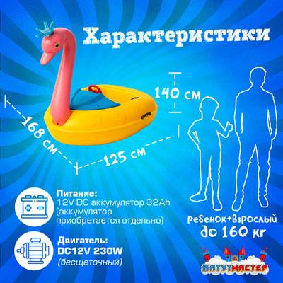 Электрическая лодка-катамаран «Лебедь» XL взрослая, 1+1