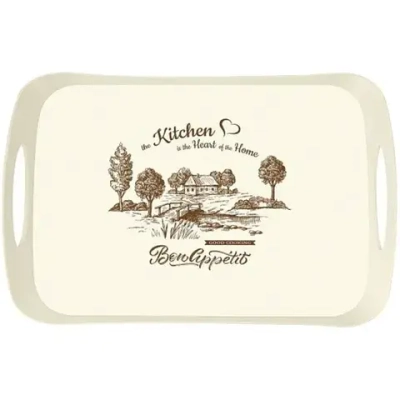 Поднос с декором 41,2*27*5см бежевый