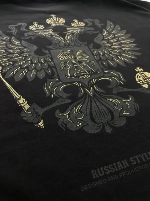 Футболка оверсайз черная с гербом России