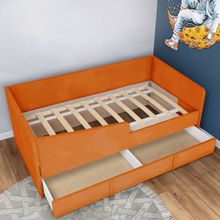 Кровать детская 160х80 с бортиком и велюровым наматрасником (терракот)