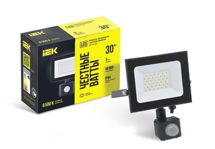 Прожектор светодиодный СДО 06-30Д 6500К IP54 с ДД черн. IEK LPDO602-30-65-K02