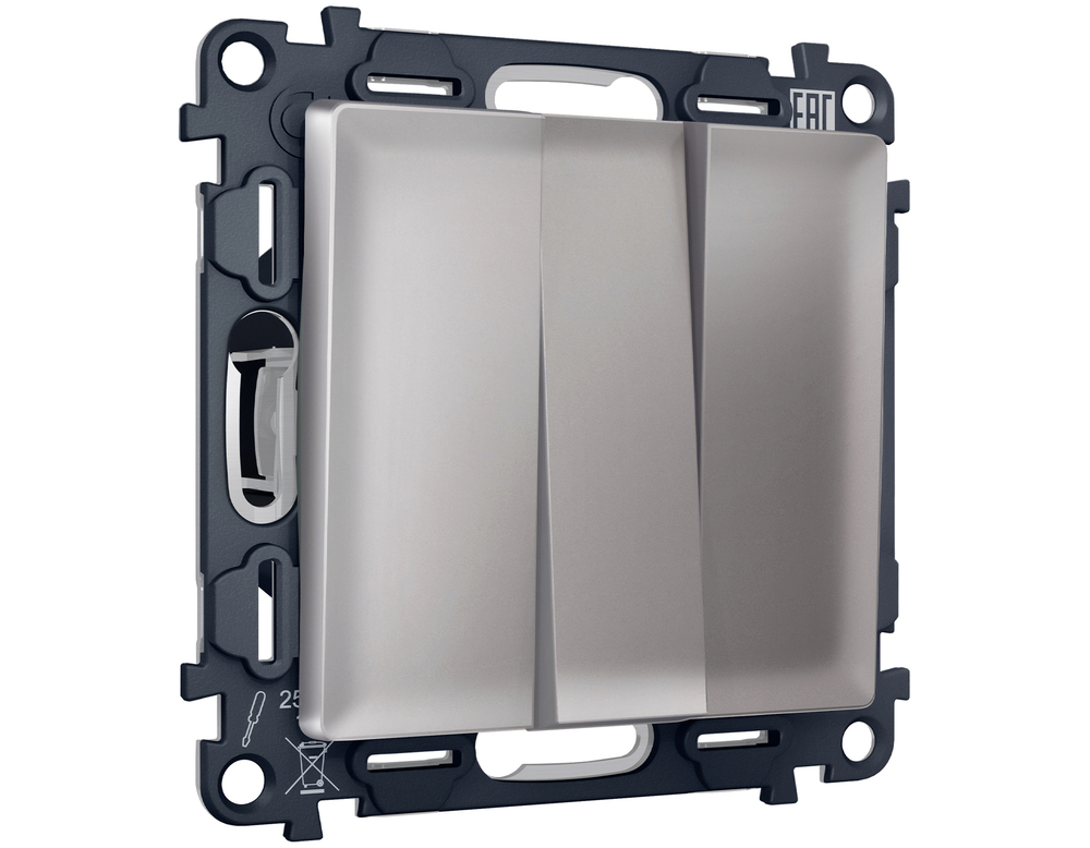 MA505010 Комплект механизма 3-кл выключателя ALFA Сталь матовый QUANT (AP5050, VM133)