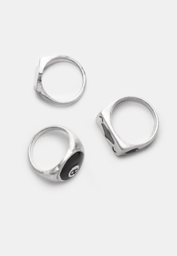 STRADIVARIUS Комплект из 3 комбинированных колец, серый