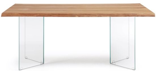 Стол Lotty из дубового шпона с натуральной отделкой и стеклянными ножками 160 x 90 см Испания