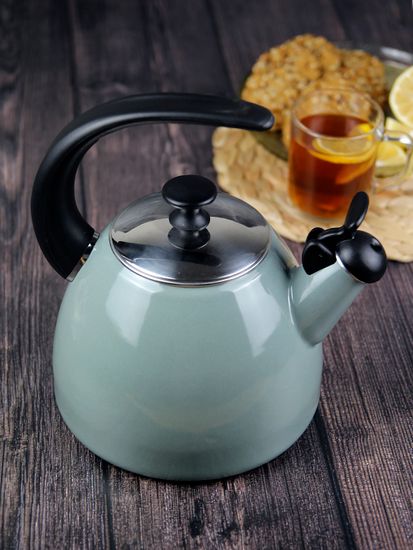 Чайник 2,5 л. эмалированный со свистком Kamille KM 1040A с черной бакелитовой ручкой