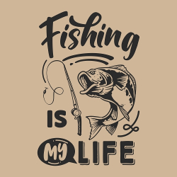 print PewPewCat рыбака Fishing is my life для бежевой футболки