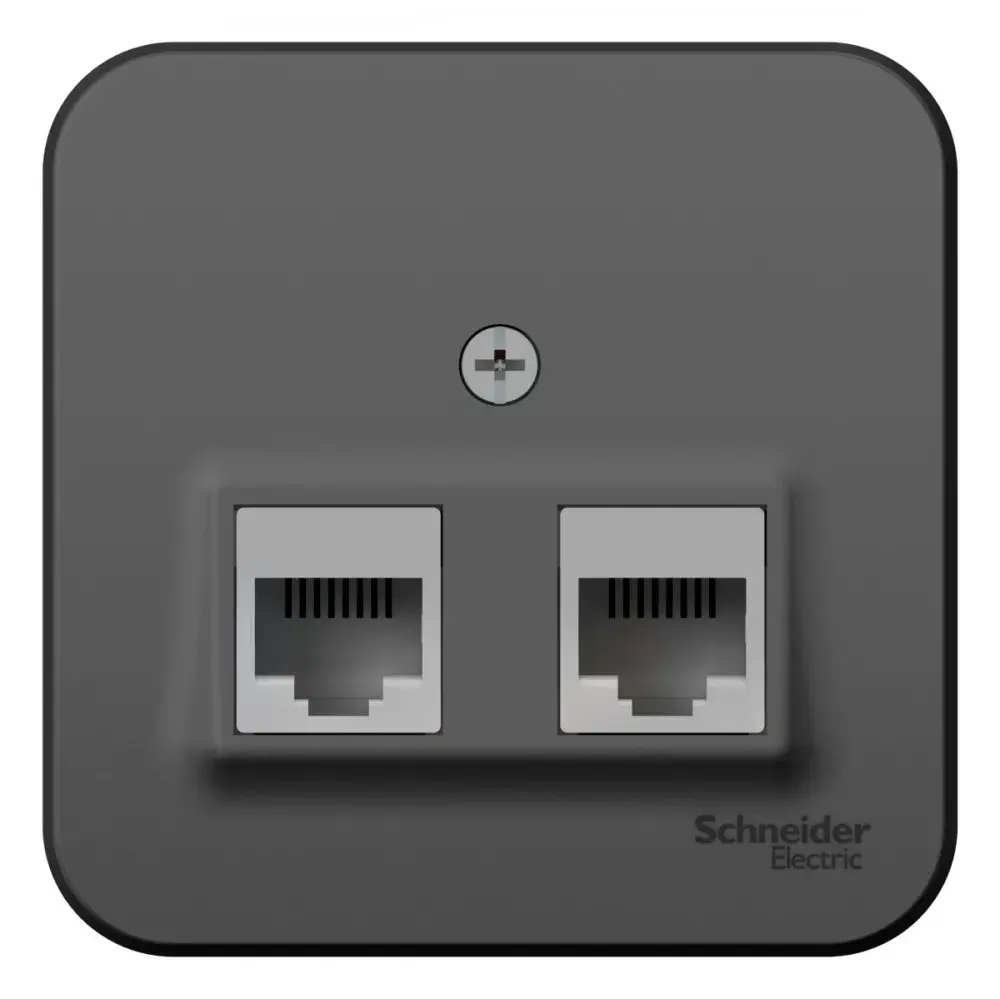 BLANCA О/У РОЗЕТКА двойная компьютерная RJ45, кат.5E, ИЗОЛ.ПЛ., АНТРАЦИТ