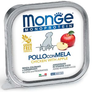 Влажный корм Monge Dog Monoprotein Fruits консервы для щенков и беременных собак, паштет из курицы с яблоком, консервы 150 г