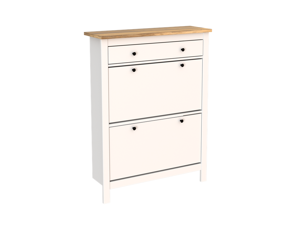 Тумба для обуви Сага 92*122 (92*29,9*122,3 см), белый/ясень