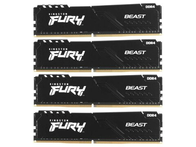Оперативная память Kingston Fury Beast Black KF436C18BBK4/64, DDR4 4х 64ГБ 3600 МГц, DIMM, RTL