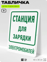 Табличка для парковки "Станция для зарядки", для дома, офиса, организаций, 40х30 см, Silver Plane x Айдентика Технолоджи