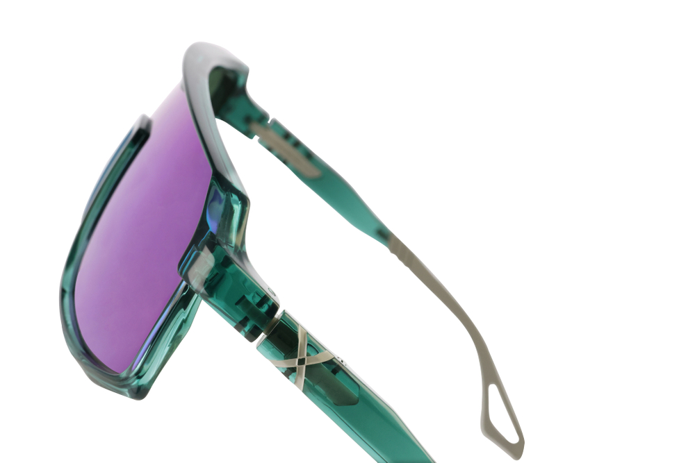 Спортивные очки с диоптриями HILX Inferno Shiny Crystal Green / Photochromic Purple Mirror Lens