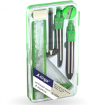 Готовальня Alingar, 9 предметов, металл. циркуль, точилка, карандаш, ластик, набор линеек 4шт, кольцо-переходник, пластиковый футляр