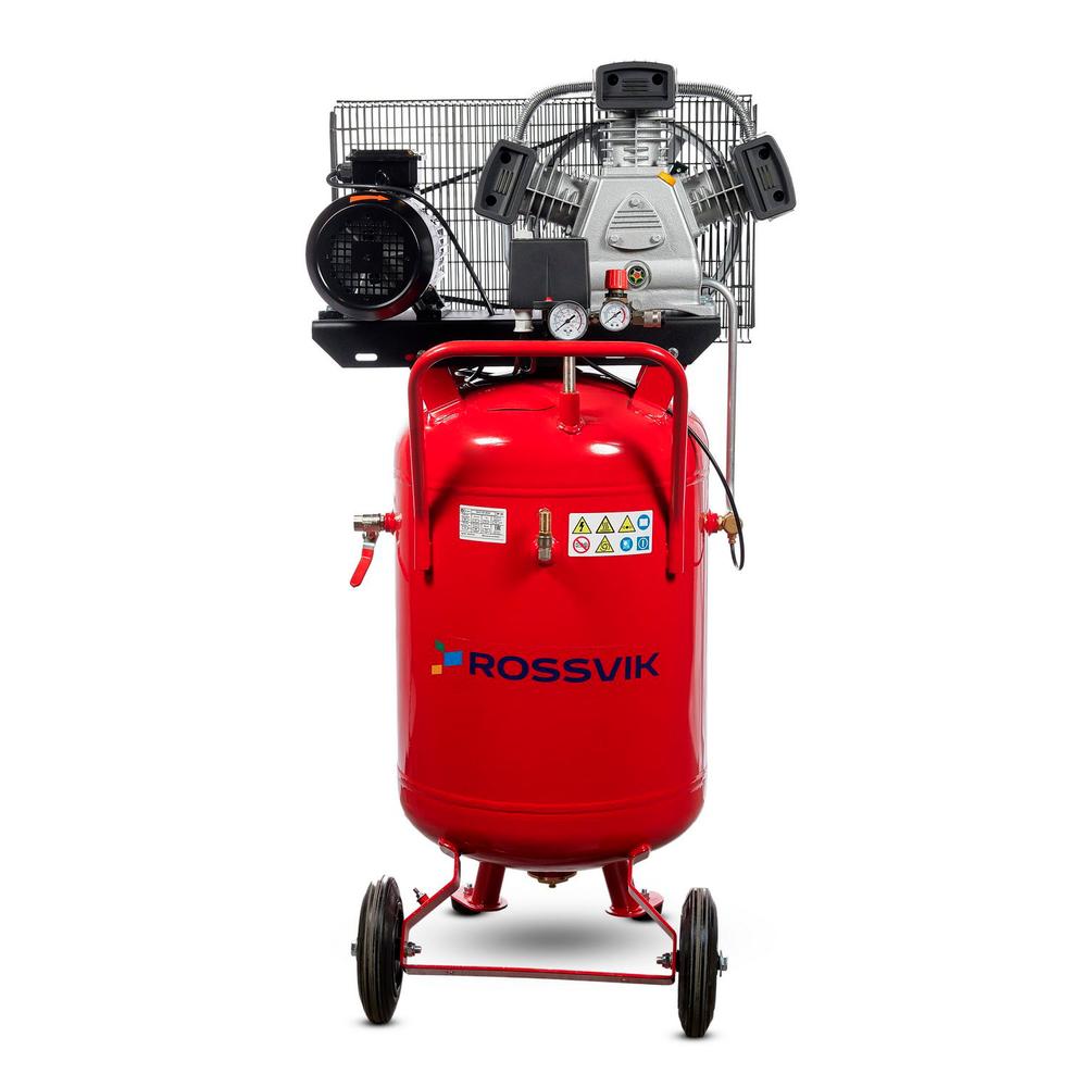 Компрессор ROSSVIK СБ4/С-100.LB40В, 580 л/мин, 10 бар, вертикальный 100 л, 380 В/3 кВт, красный