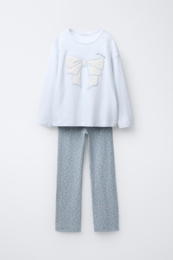 ZARA ПИЖАМА С БАНТОМ, ГОЛУБОЙ