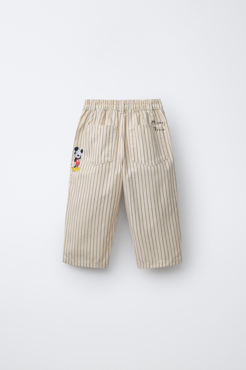 ZARA БРЮКИ RELAXED CANVAS MICKEY MOUSE © DISNEY, ЭКРЮ/ТЕМНО-СИНИЙ