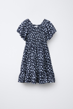 ZARA ПЛАТЬЕ ИЗ РЕЛЬЕФНОЙ ТКАНИ, СИНИЙ