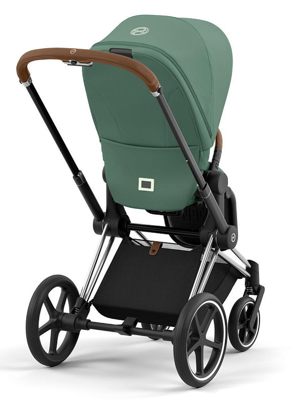 Коляска 3 в 1 Cybex Priam IV Chrome Brown complete и автокресло Aton S2 i-Size Ocean Blue Leaf Green