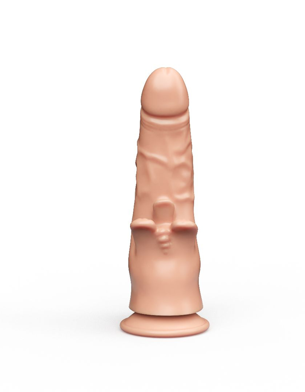 Фаллоимитатор на присоске для тройной стимуляции - 19,5 см. (Цвет: телесный)