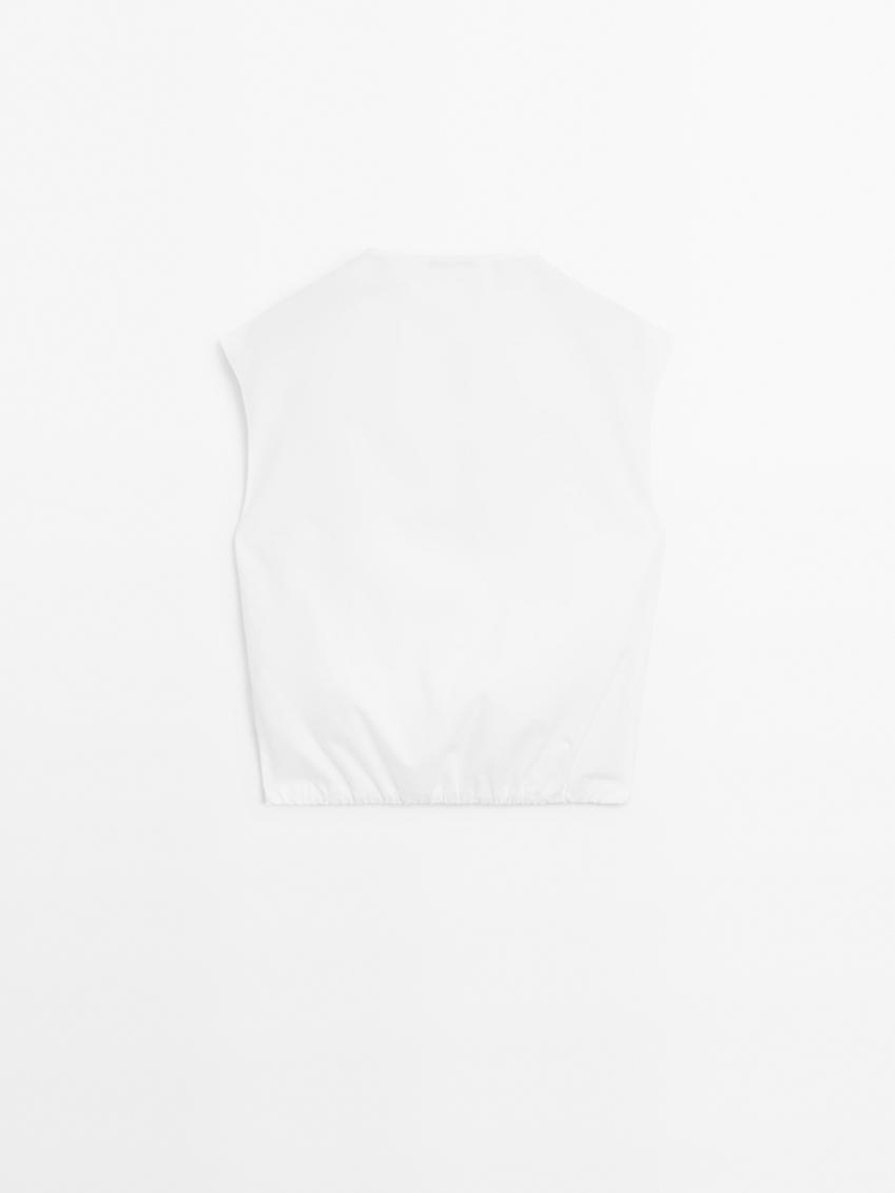 Massimo Dutti Блуза из хлопкового поплина с эластичной деталью, белый