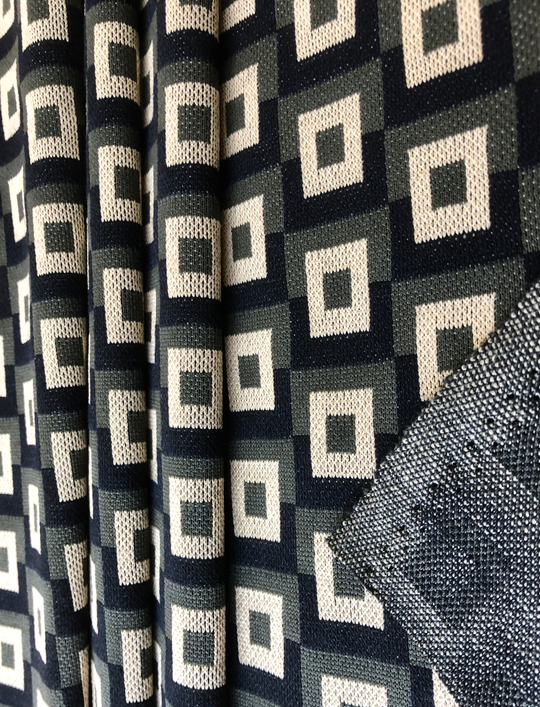 Трикотаж принт геометрия, серый, молочный, черный вискоза ROYCE