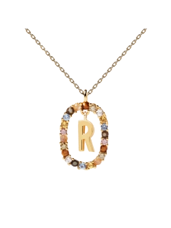 Колье Буква R серебро 925 пробы покрытое золотом