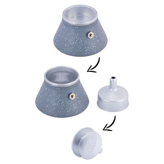 Кофеварка гейзерная 150 мл. 3 порции Kamille КМ-2516GR из алюминия с индукционным дном