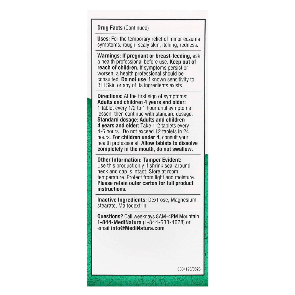 MediNatura, BHI, таблетки от кожной экземы, 100 таблеток