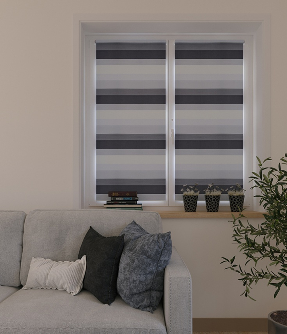 Рулонные шторы День-Ночь Серо-белый