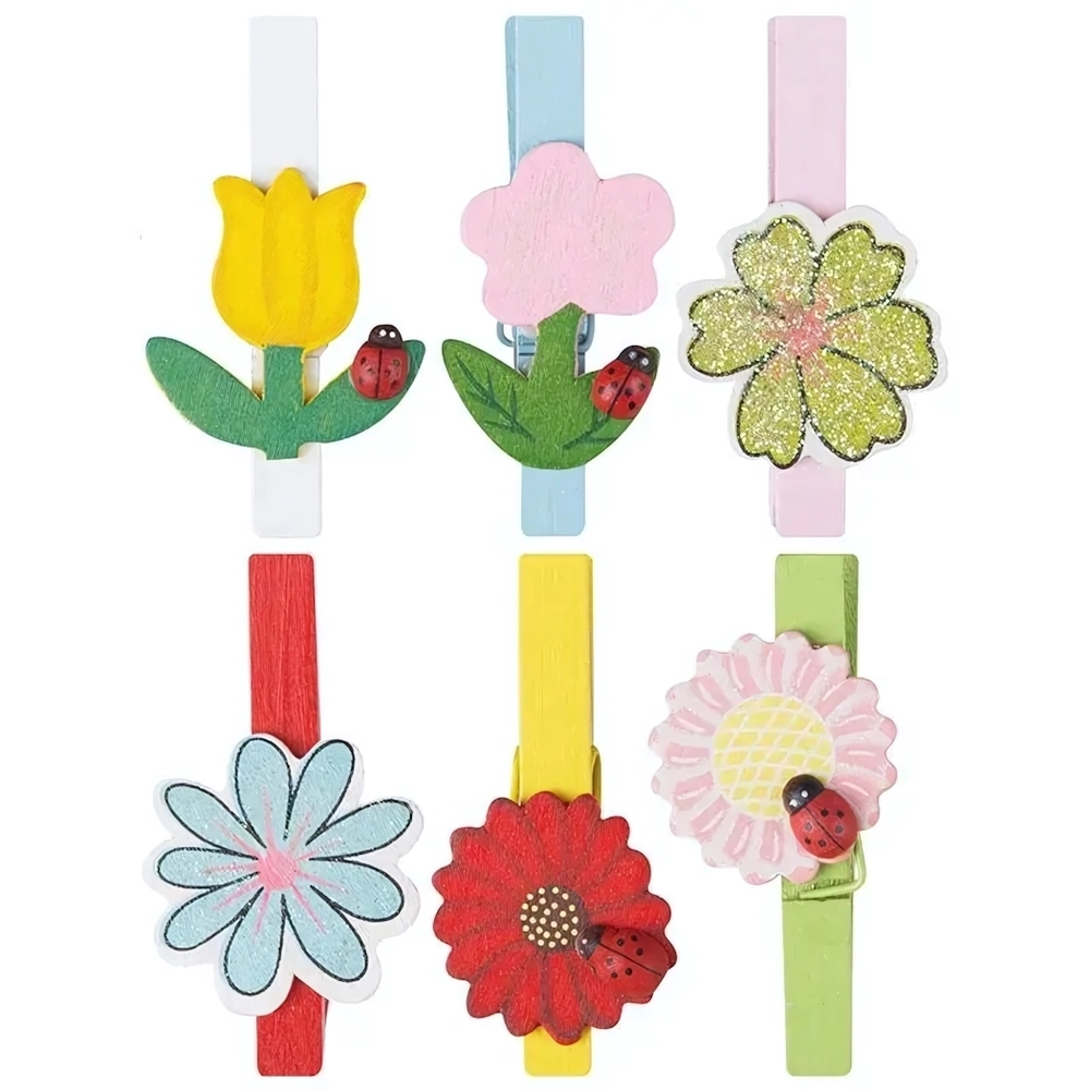 Прищепки декоративные Цветы 6 шт