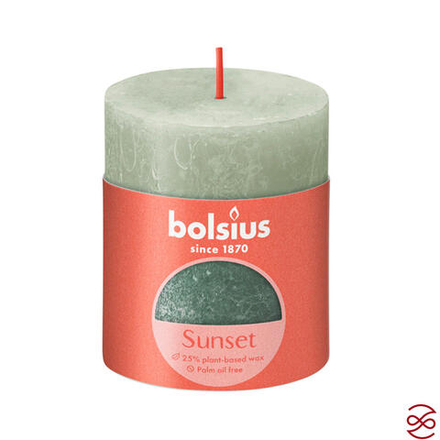 Свеча рустик Bolsius Sunset 80/68 туманно зеленый+оксидный синий - время горения 35 часов