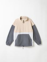 Олимпийка флисовая Колор блок "Графит/Беж" 7+