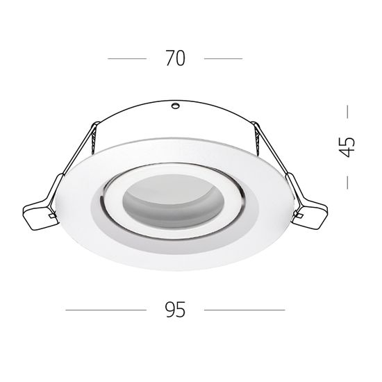 ST255.508.01 Св-к встр. Белый GU10 1*50W  IP65 D95xH45 220V Без ламп Встраиваемые светильники