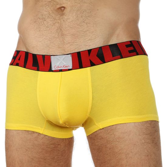 Мужские трусы боксеры желтые хлопковые с красными буквами на резинке Calvin Klein X Boxer