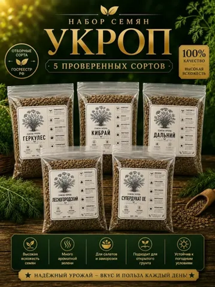 Набор семян укропа СССР 5 проверенных сортов