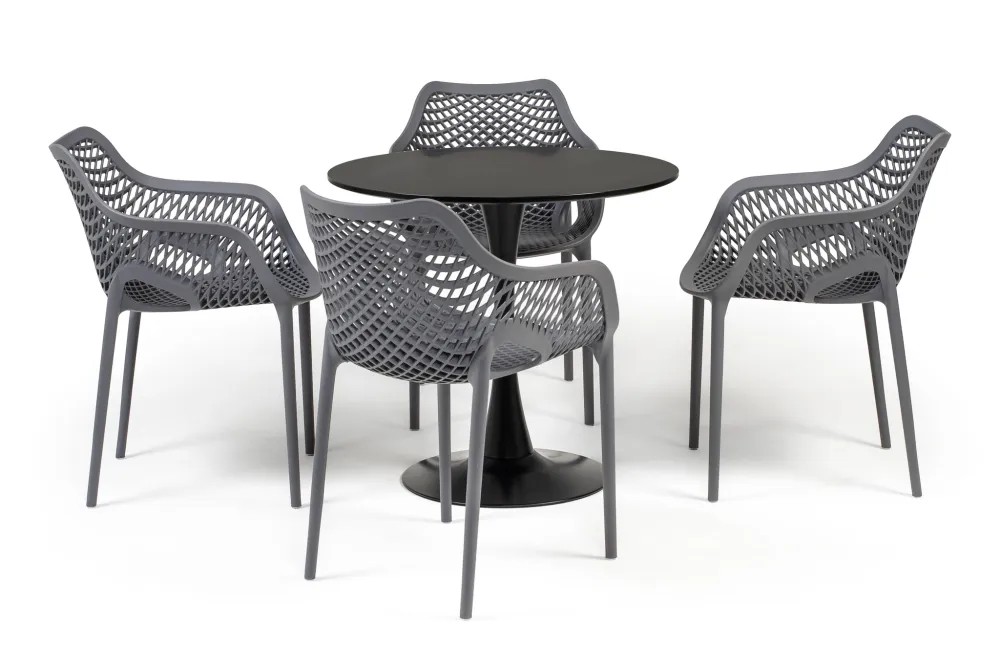 "Беллини" обеденная группа на 4 персоны, цвет темно-серый