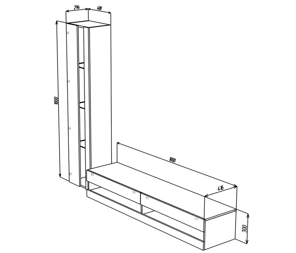 Гостиная Виго нью 8 Белый Фасадный 0101 220*42*180 см, Белый   Фиеста